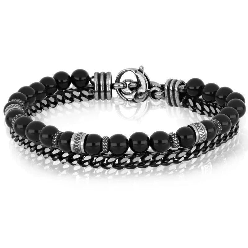 Bracciale uomo pietre - Taopi nero