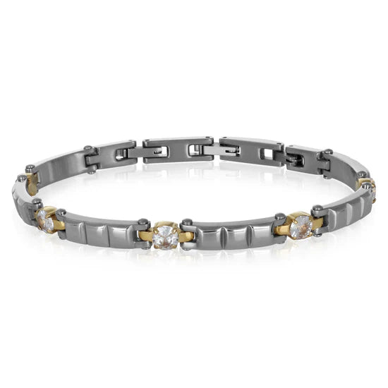 Bracciale uomo classico con zirconi grandi - Colton