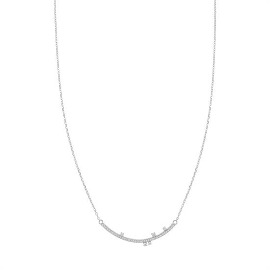 Collana barretta curva zirconata - Argento 925