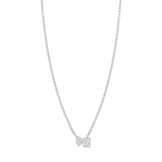 Collana catena rollò con zircone bianco a goccia - Argento 925