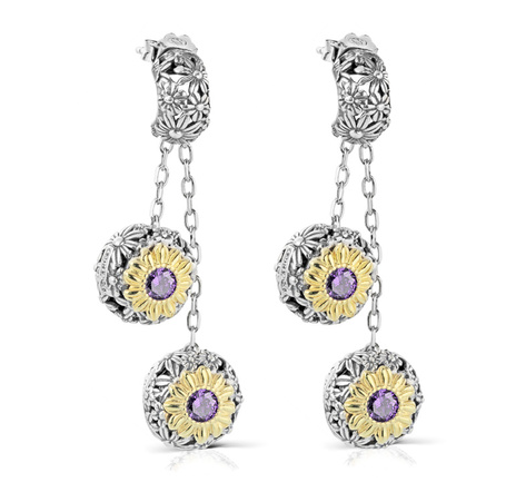 Orecchini pendenti 2 elementi – viola e&nbsp;azzurro