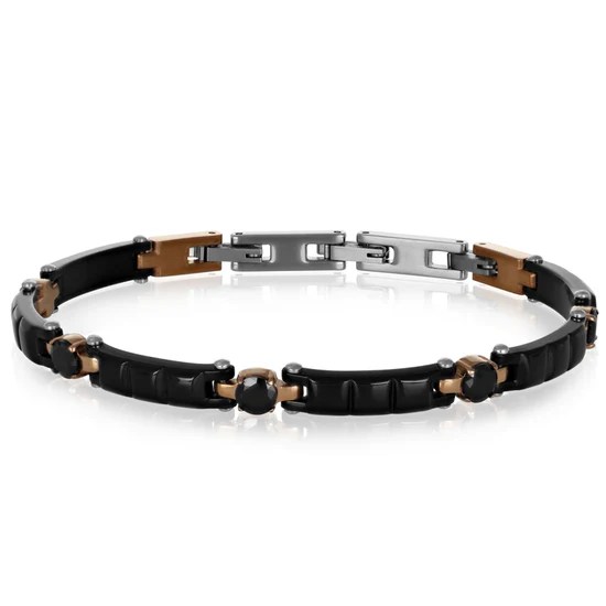 Bracciale uomo nero con zirconi grandi –&nbsp;Colton