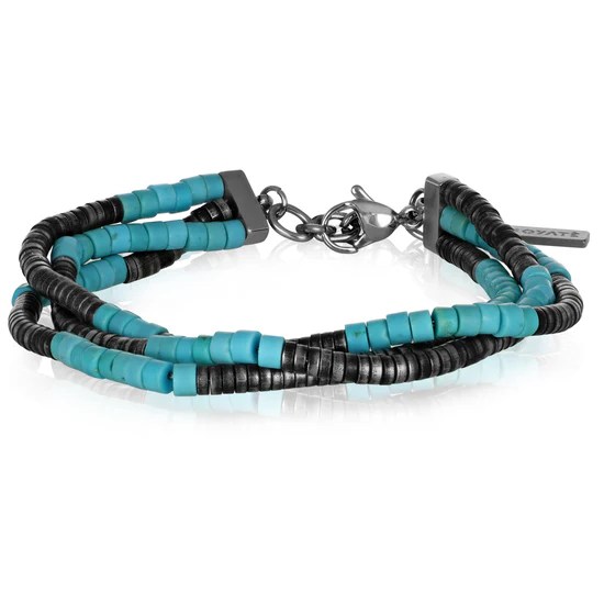 Bracciale Uomo Multifilo in Acciaio Brunito e Aulite Turchese –&nbsp;Myron