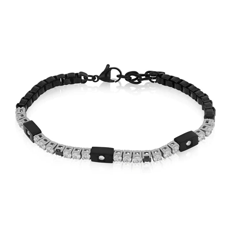 Bracciale tennis nero uomo in acciaio – Brett&nbsp;TERMINATO