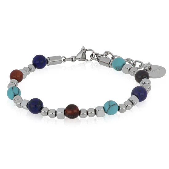 Bracciale da uomo in acciaio e pietre colorate –&nbsp;Zephyr