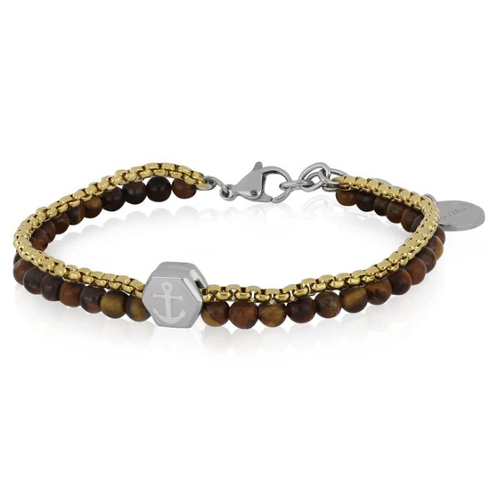 Bracciale uomo con occhio di tigre e catena –&nbsp;Seaglow