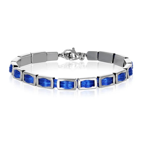 Bracciale Uomo Acciaio e Cordino Blu Intenso –&nbsp;Silan