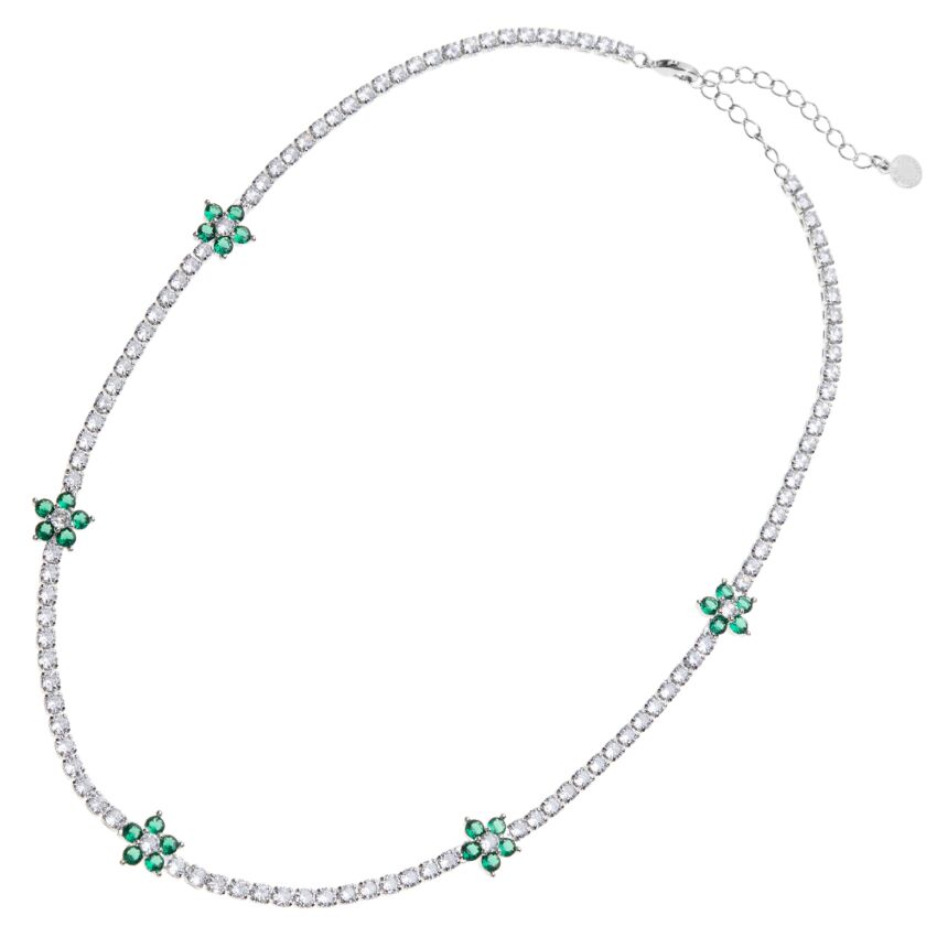 Collana rodiata con cubic&nbsp;zirconia