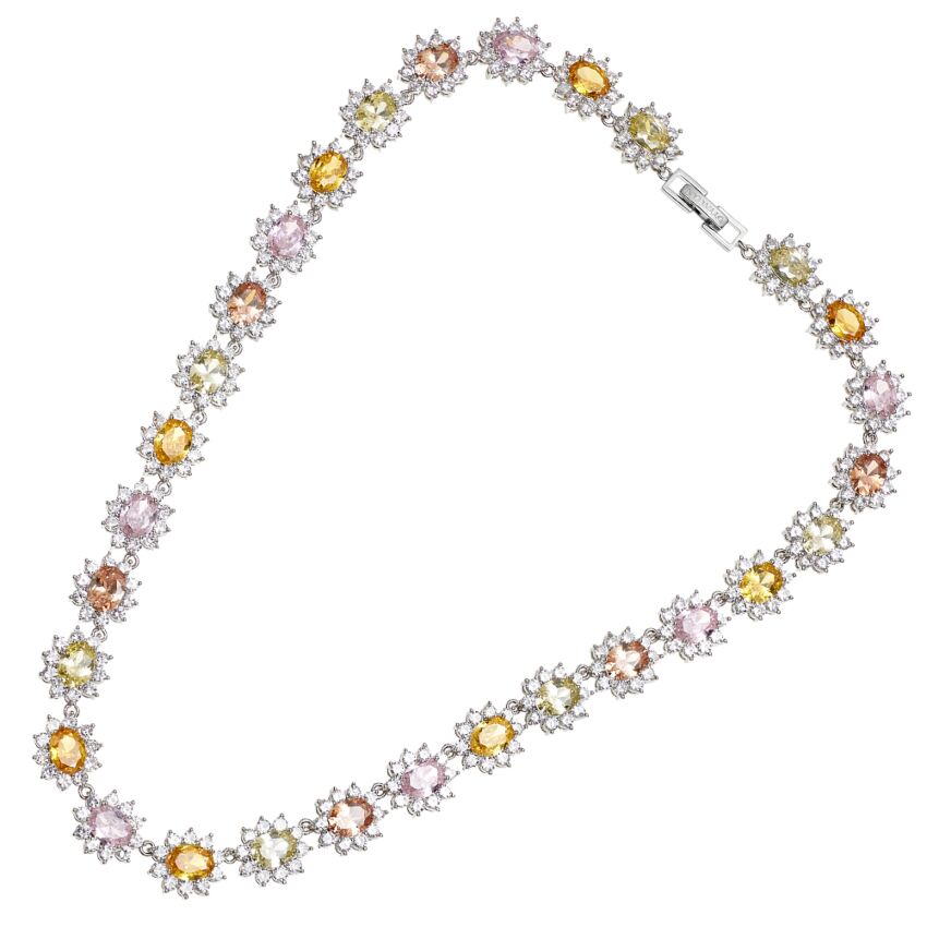 Collana rodiata con cubic&nbsp;zirconia