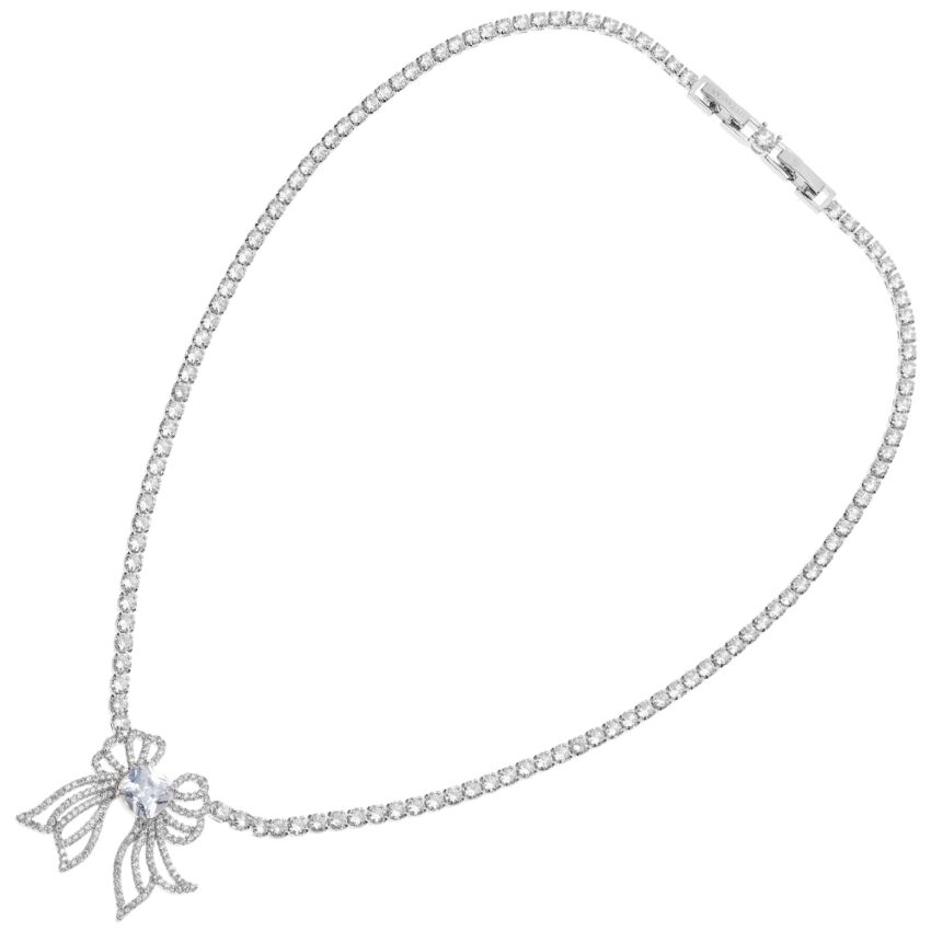 Collana rodiata con cubic&nbsp;zirconia