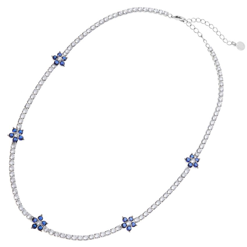 Collana rodiata con cubic&nbsp;zirconia