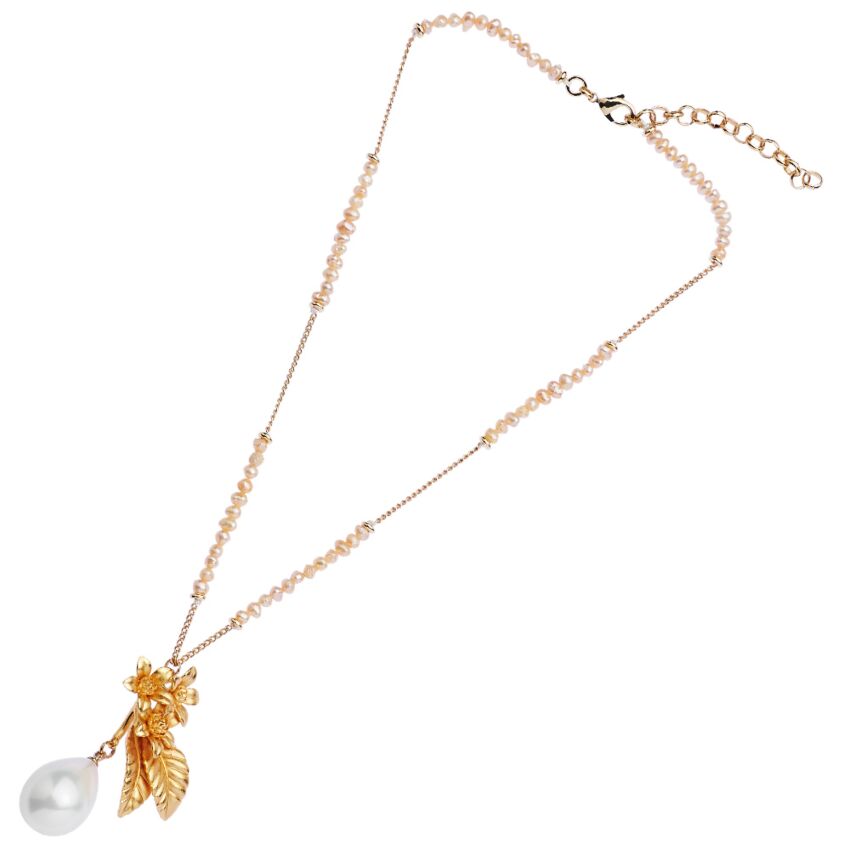 Collana dorata con perle di fiume e perla&nbsp;bijo
