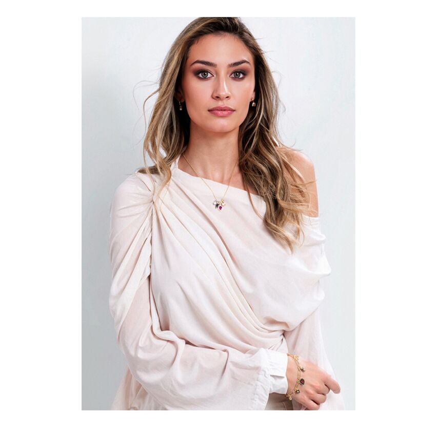 Collana placcata oro con cubic zirconia e&nbsp;perla