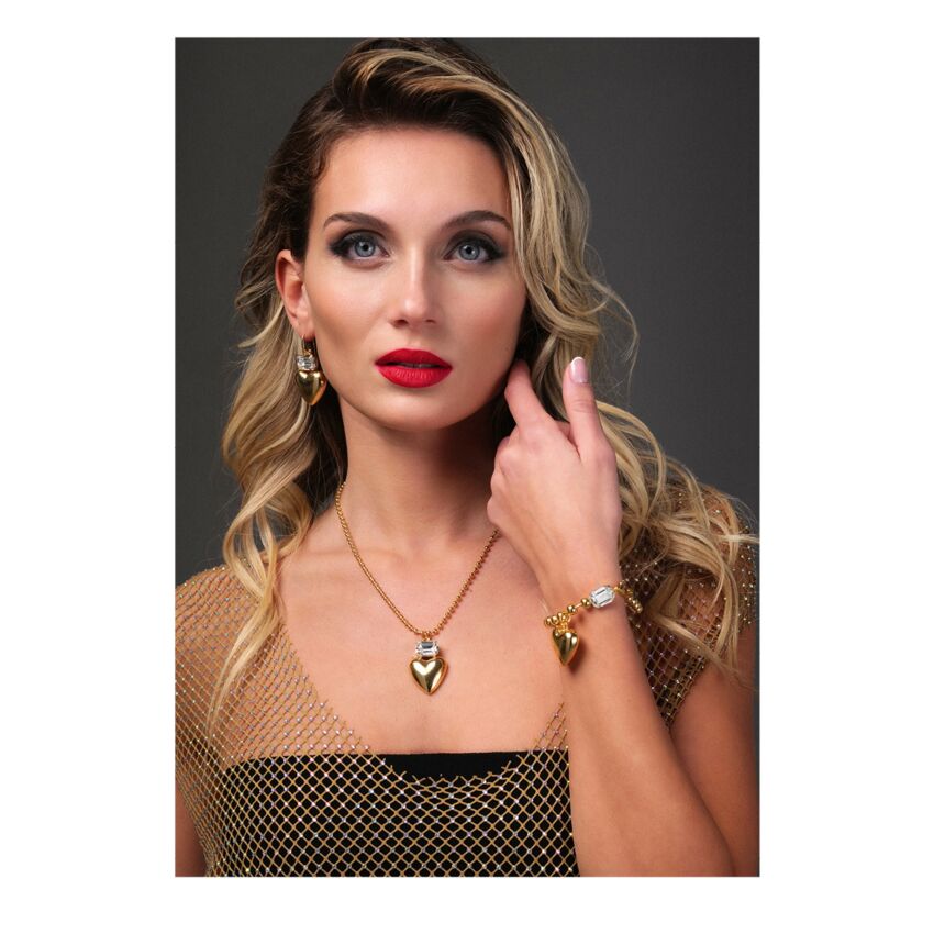 Collana dorata con&nbsp;cristallo