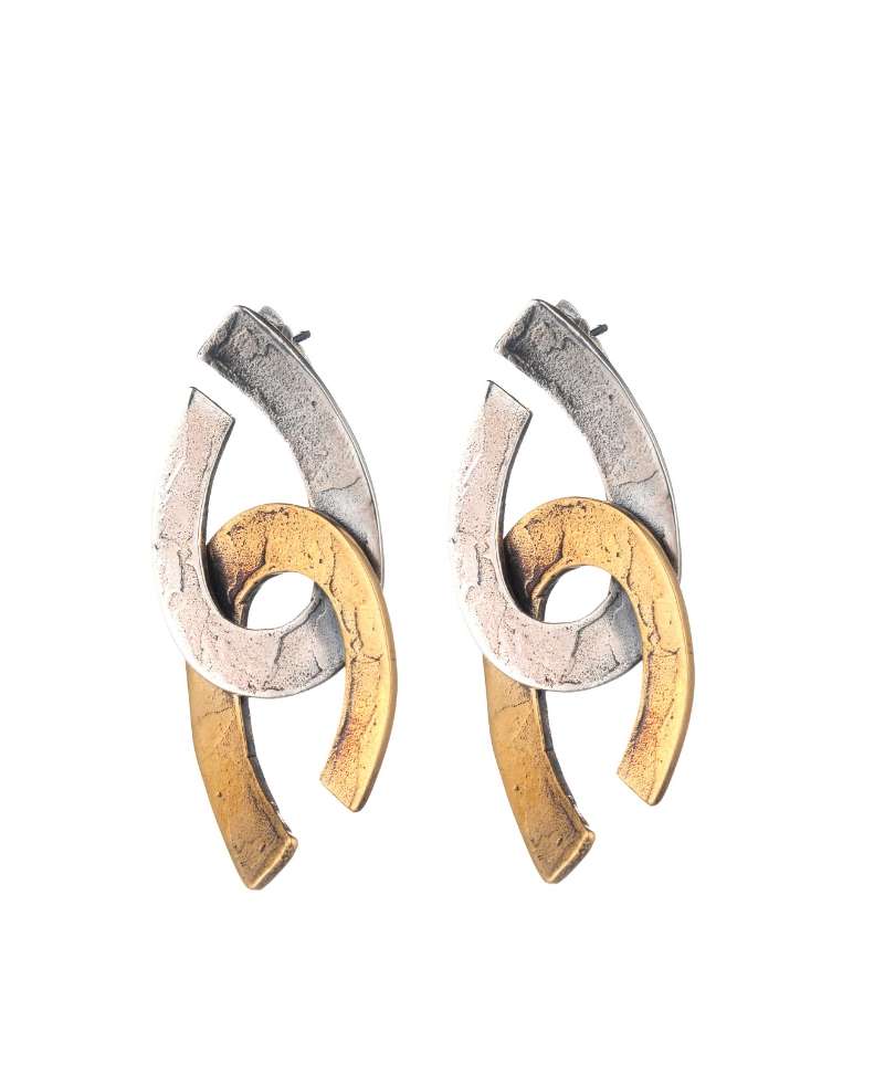 Orecchini intreccio verticale in argento e&nbsp;bronzo