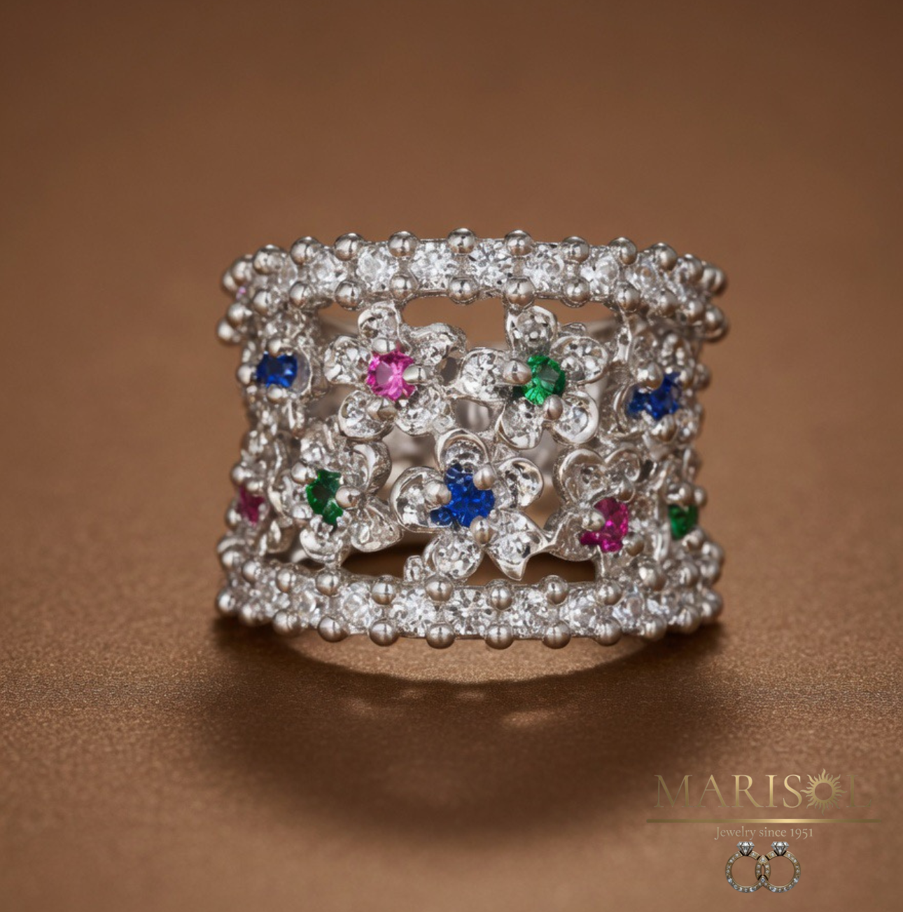 Anello con quarzi&nbsp;multicolor