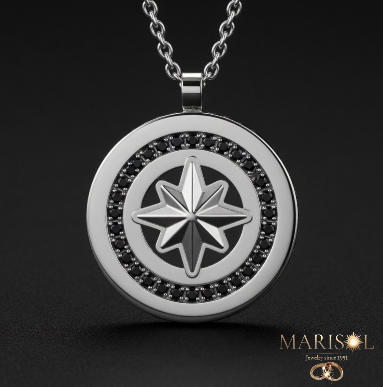 Collana uomo acciaio – Rosa dei venti&nbsp;big