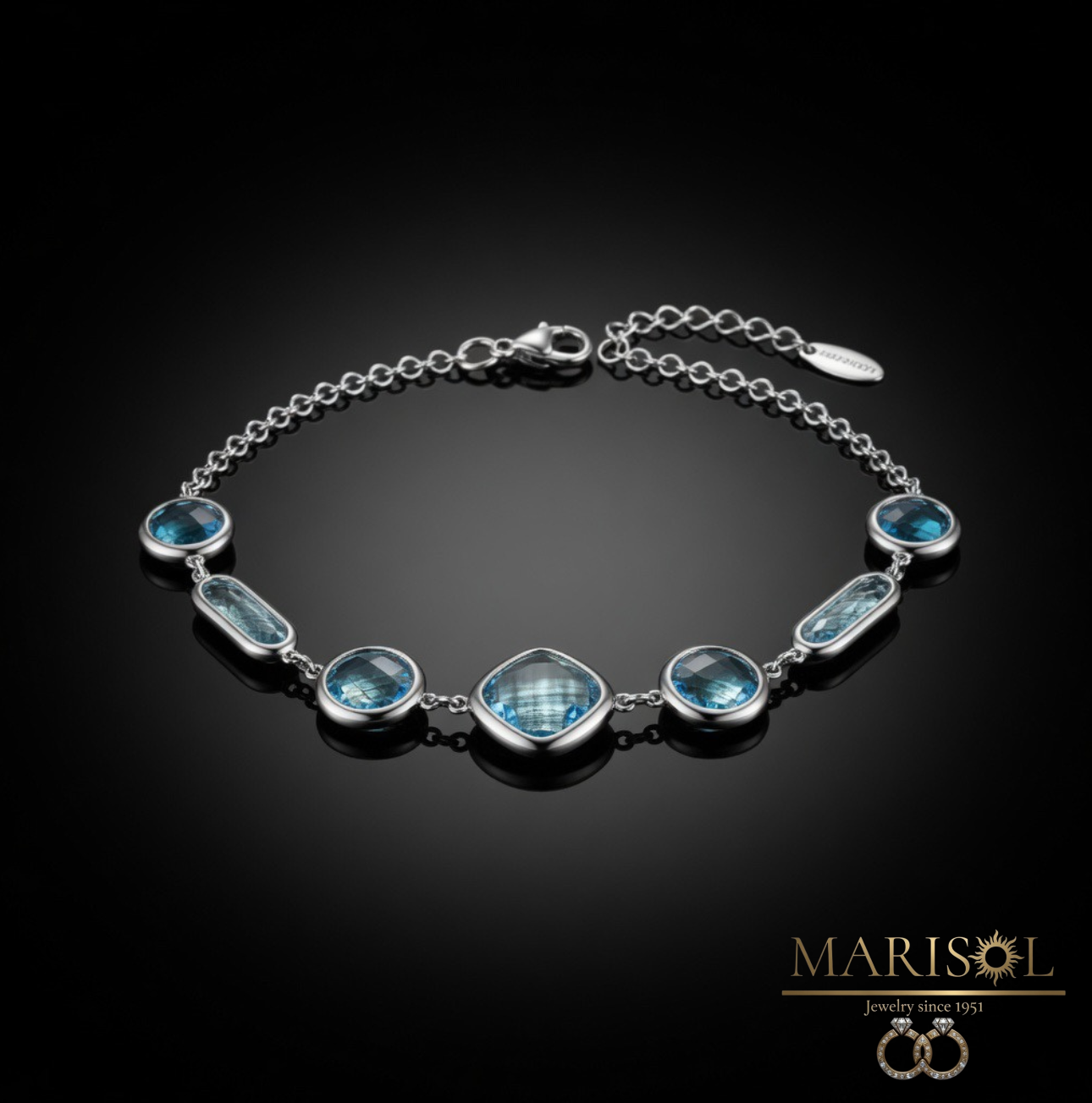 Bracciale in acciaio – pietre&nbsp;azzurre
