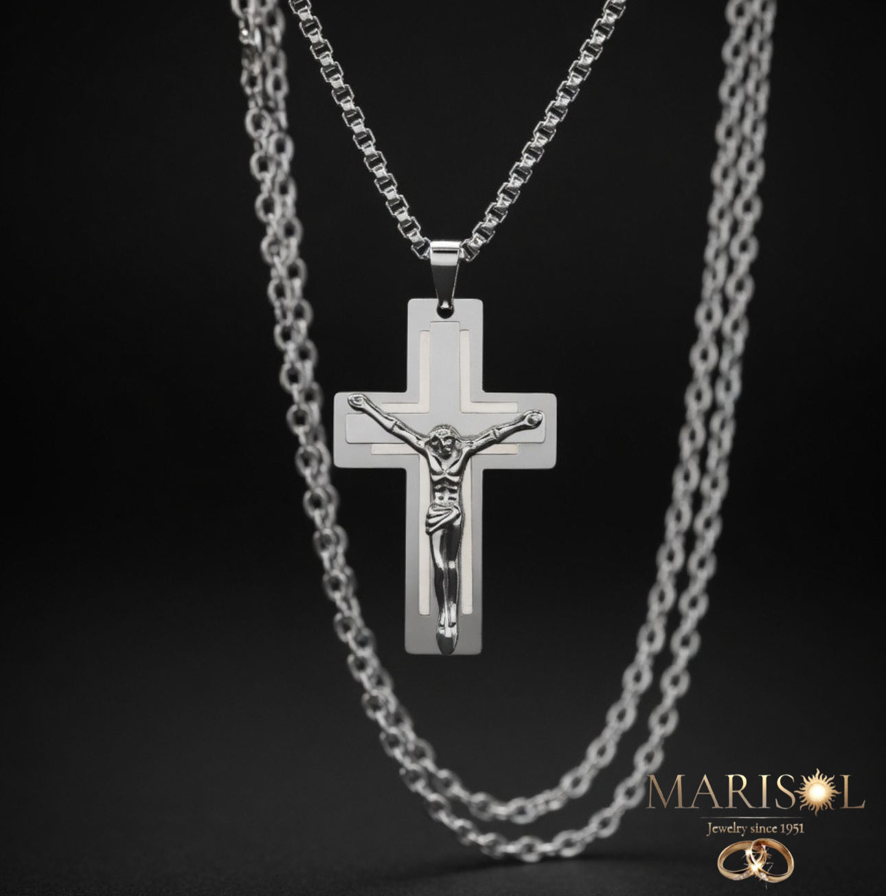 Collana uomo acciaio – Croce&nbsp;IV
