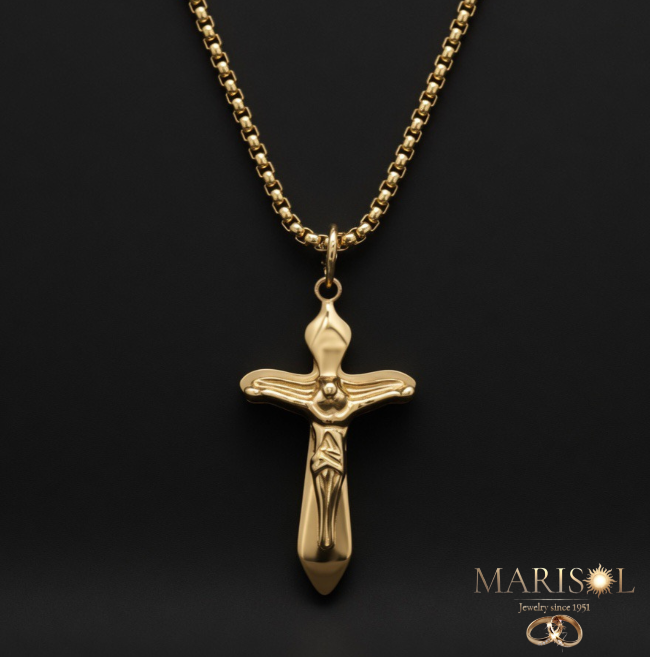 Collana uomo acciaio – Croce&nbsp;oro
