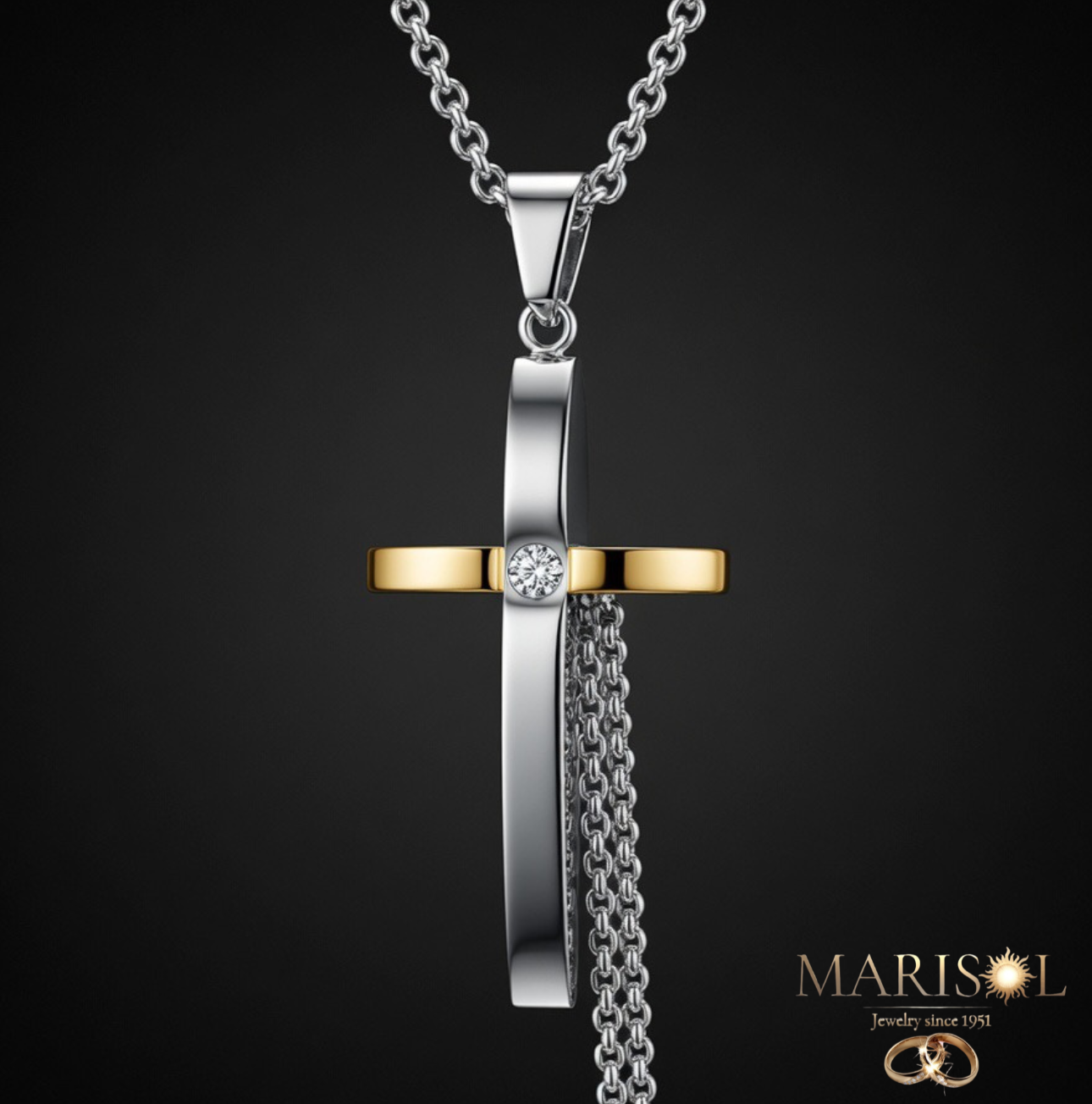 Collana uomo acciaio – Croce&nbsp;VI