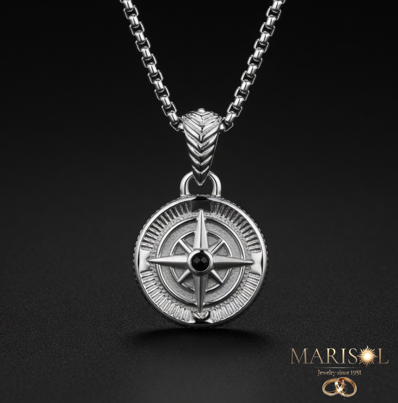 Collana uomo acciaio – Rosa dei venti&nbsp;Goyate
