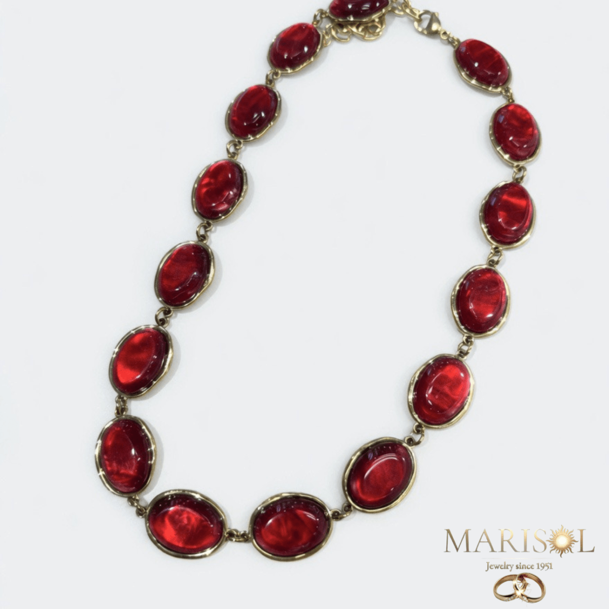 Collana acciaio – Pietre&nbsp;rosse