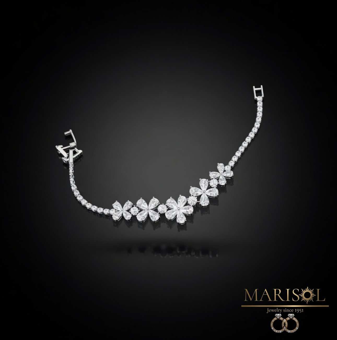 Bracciale in acciaio – fiori&nbsp;zirconi