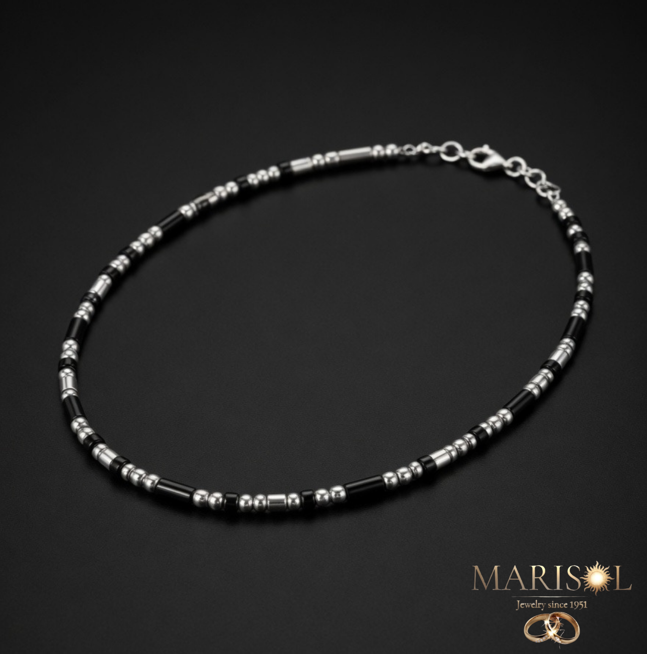 Bracciale uomo pietre&nbsp;nere