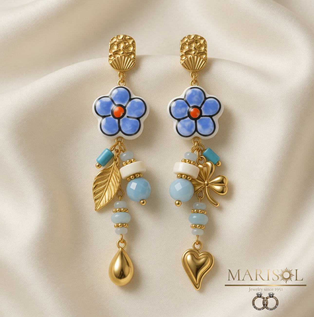 Orecchini moda fiore&nbsp;azzurro