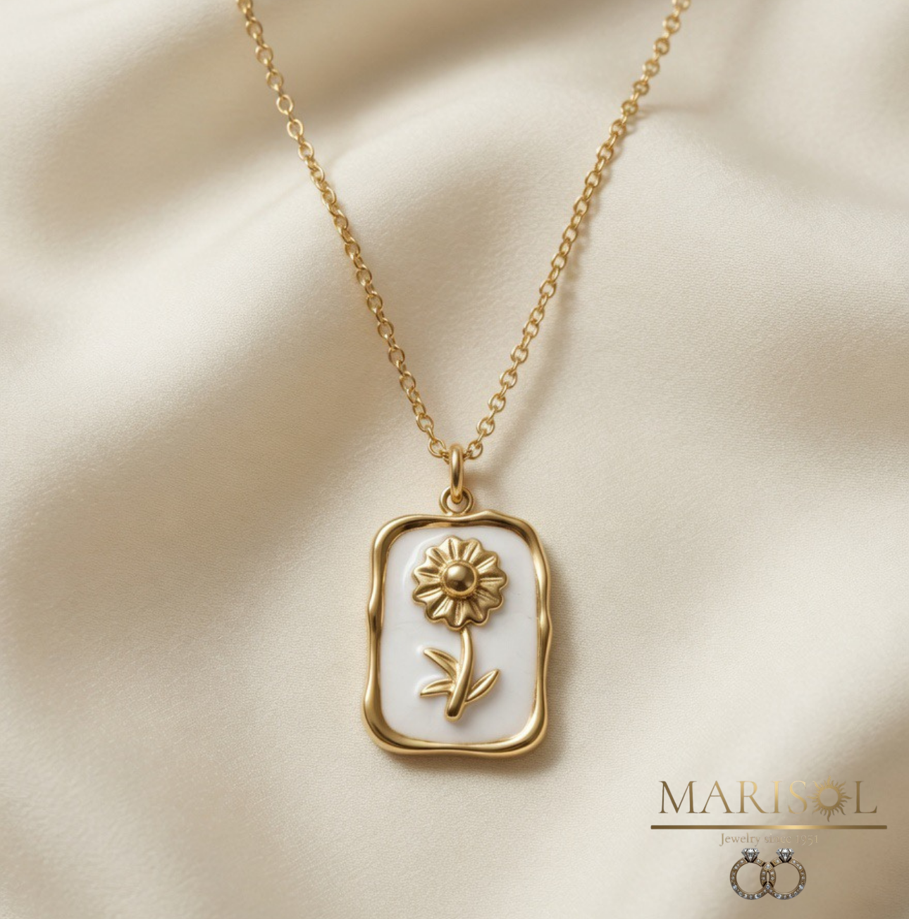 Collana acciaio – Fiore&nbsp;perla