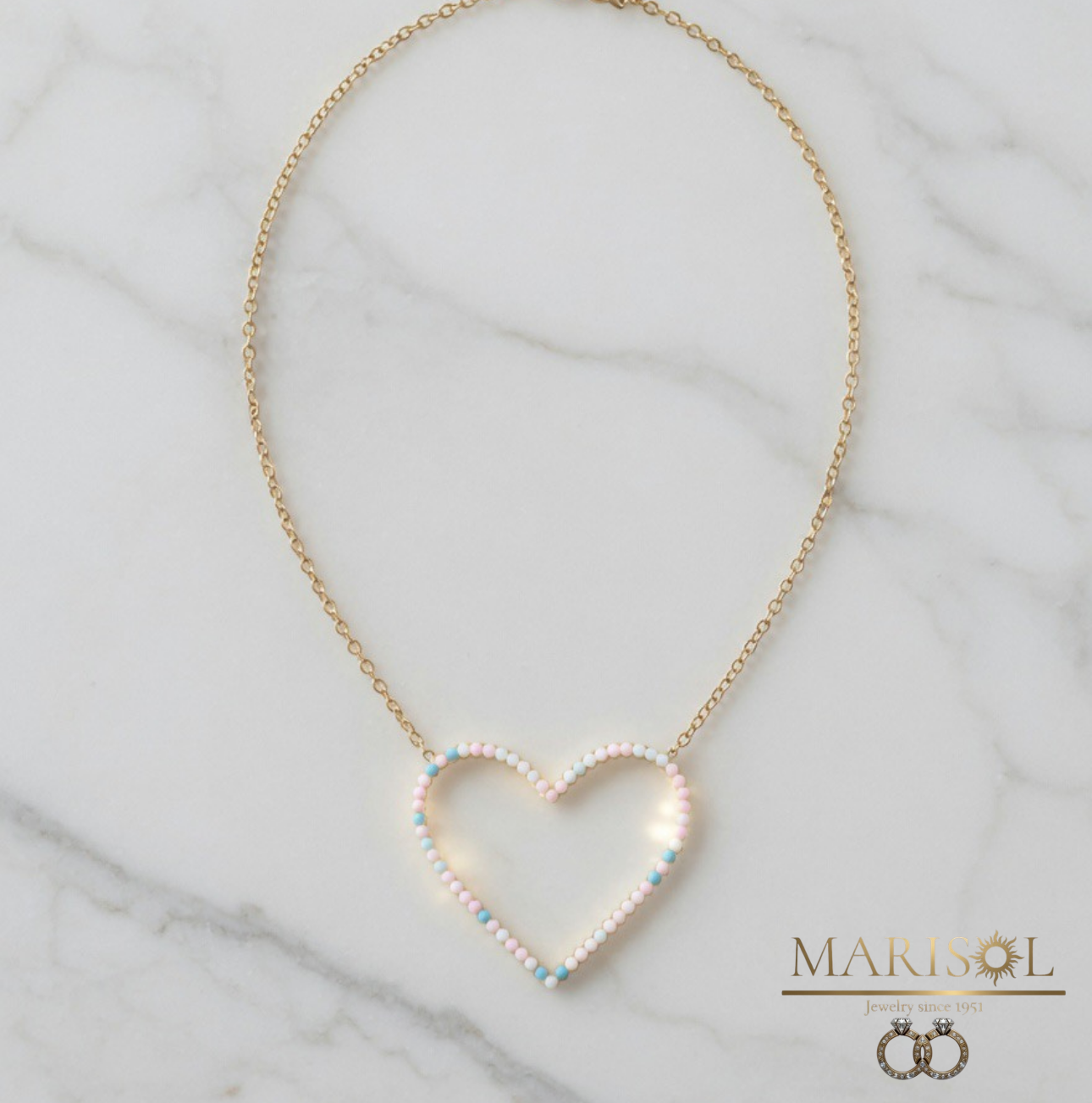 Collana acciaio – Cuore&nbsp;perline