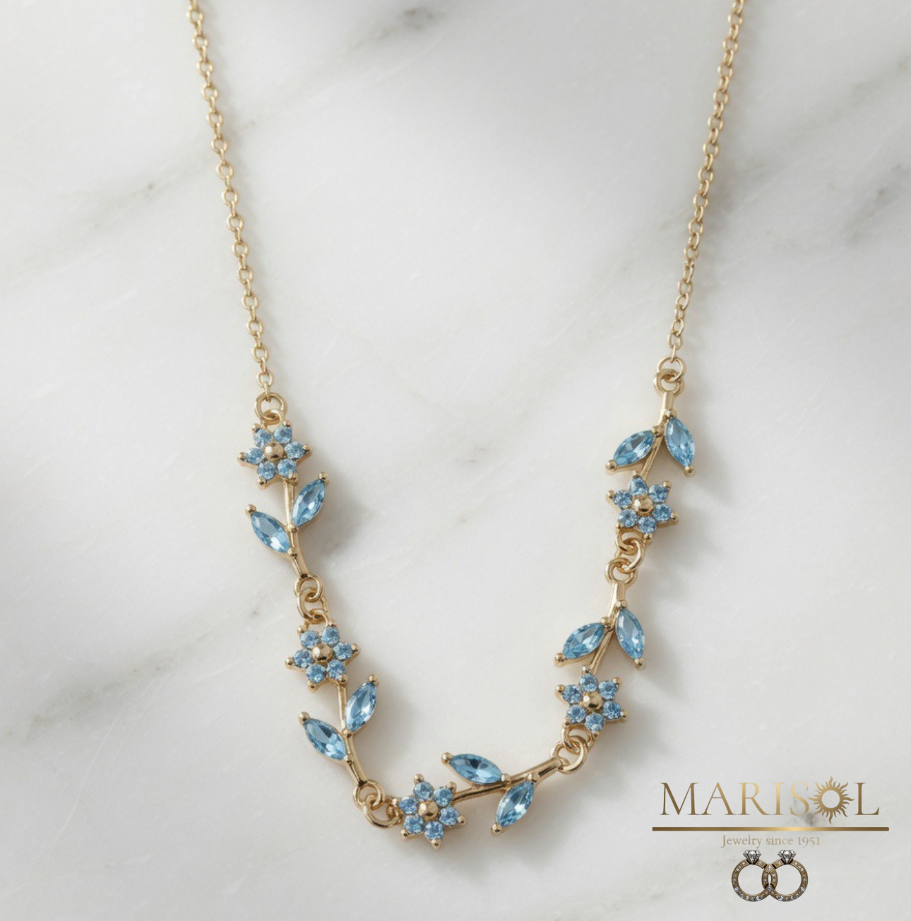 Collana acciaio – Fiori&nbsp;azzurri