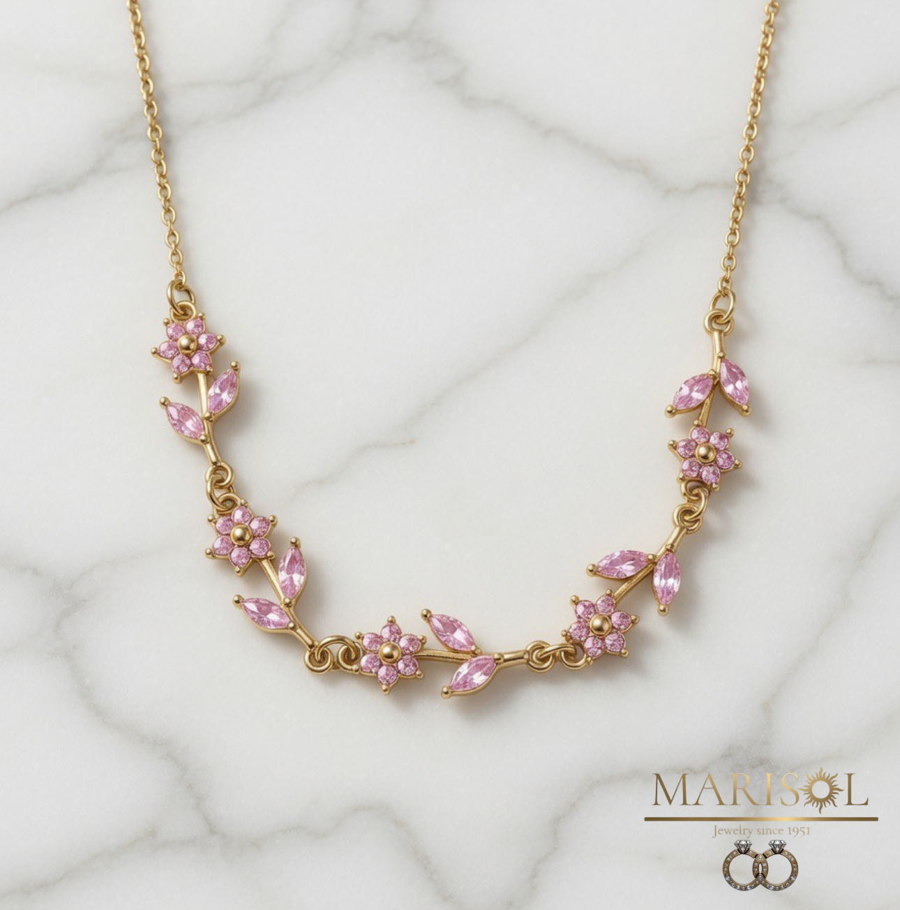 Collana acciaio – Fiori&nbsp;pink