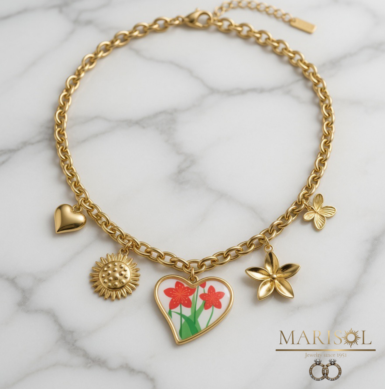 Collana Moda – fiori&nbsp;rossi