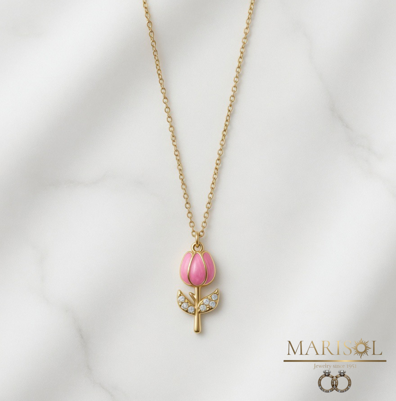 Collana acciaio – Tulipano&nbsp;rosa