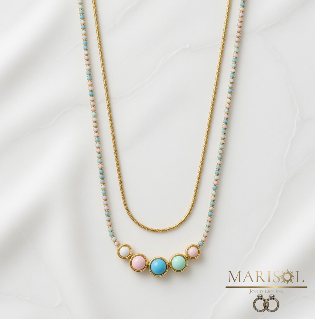 Collana acciaio – Multicolor opaco doppio&nbsp;filo
